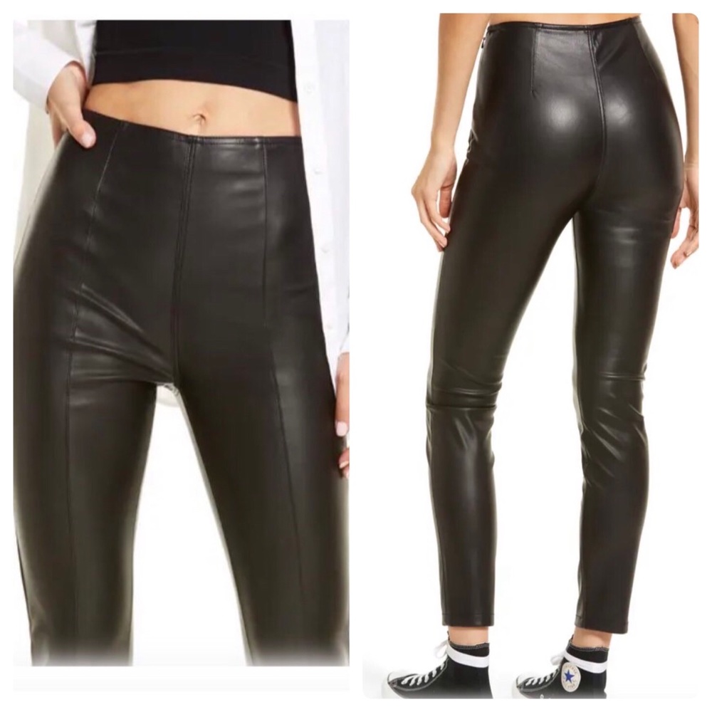 Free People Brown Skinny vegan leather pants size 0